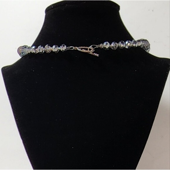 Purple, Silver and Swarovski Crystal Beaded Short Choker Necklace - Picture 4 of 4